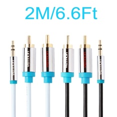 Vention 2 M/6.6Ft 3.5mm Berlapis Emas Jack Plug Male Ke 2 RCA