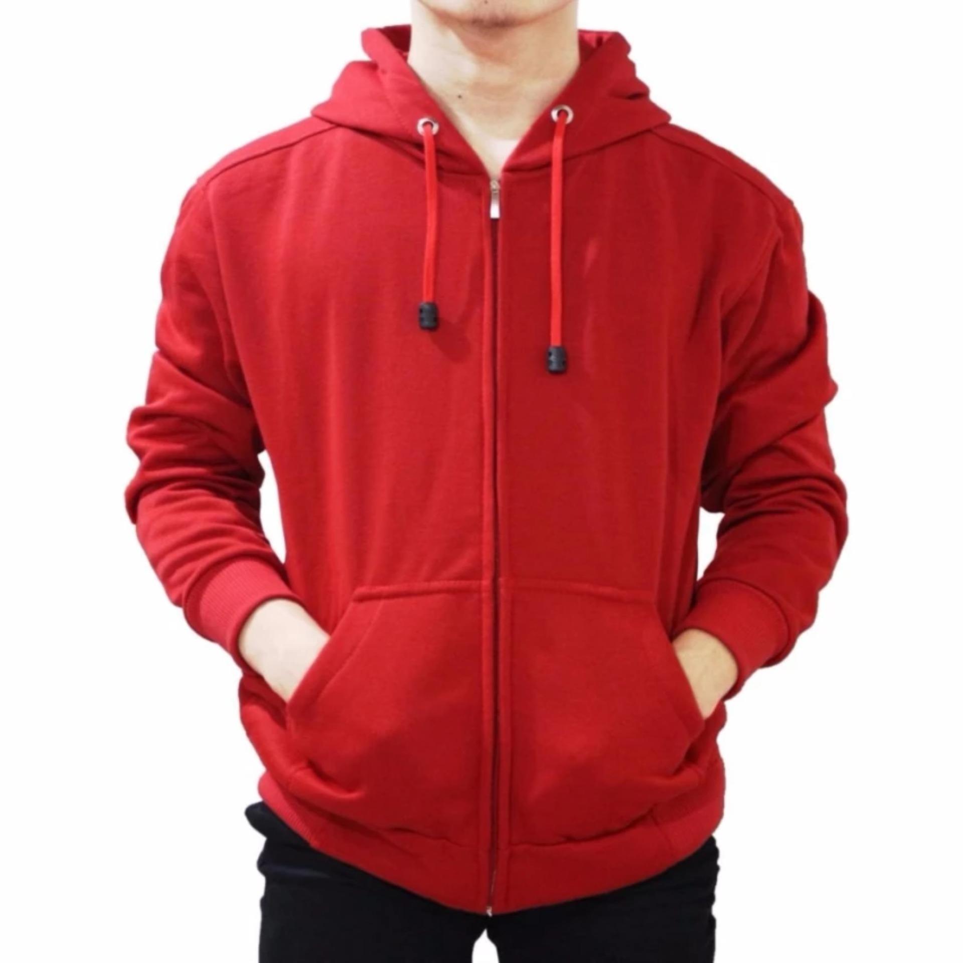 VERICHI - Jaket Sweater Hoodie Pria Zipper Polos Cotton Fleece