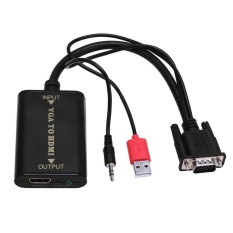 VGA TO HDMI Converter Adaptor Kabel dengan USB 3.5mm Plug Kabel (Hitam)-Intl