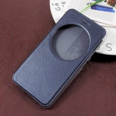 View Jendela Kulit Folio Dudukan Ponsel Casing For Asus Zenfone Live ZB501 KL-biru Gelap