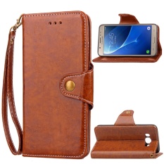 Vintage Kulit Bisnis Tempat Kartu Dompet Tersembunyi Flip Cover Case untuk Samsung Galaxy J7 (2016)-Intl
