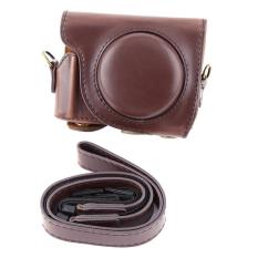 Vintage PU Leather Camera Case Tali Tas untuk Canon G9X Kamera (kopi)-Intl
