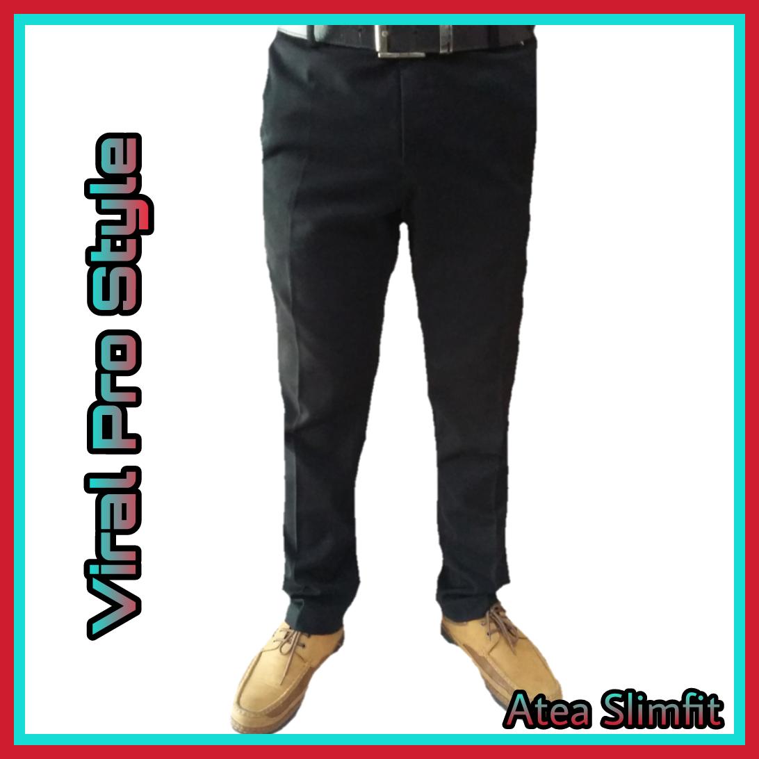 Viral Guido - Celana Kerja Formal Pria - Celana Panjang - Slimfit - Bahan Twist - Hitam - Viral Pro