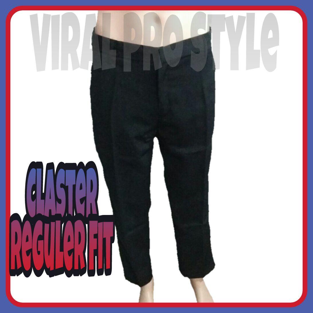 Viral Guido - Celana Kerja Formal Pria - Standart - Bahan Twist - Hitam - Viral Pro