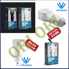 Vivan Car Charger Dual Usb VIVAN 3.1A Cc02s + Kabel Micro USB PUTIH