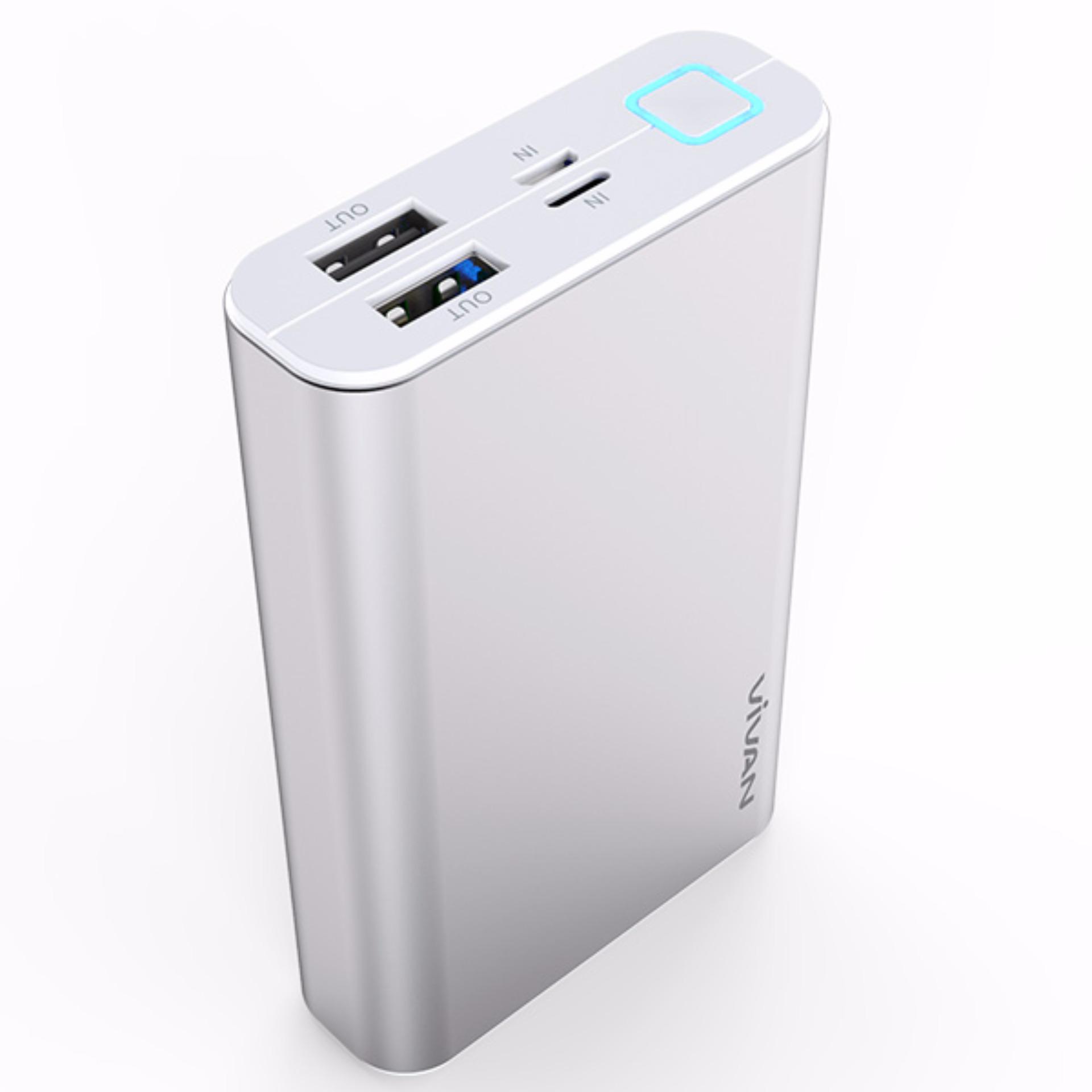 Vivan M10 10200mAh 2 USB Ports Power Bank Silver