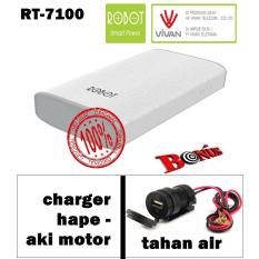 Vivan Robot RT7100 6600mAh 2 USB Ports Power Bank + gratis TRAVEL charger motor ke hape anti air