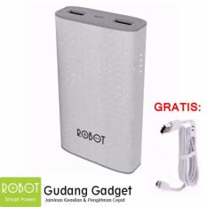 Vivan Robot RT7100 6600mAh 2 USB Ports Power Bank White Bergaransi Resmi 1Tahun