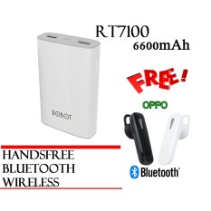 Vivan Robot RT7100 6600mAh 2 USB Ports Power Bank White Bergaransi Resmi 1Tahun Free Oppo bluetooh wireless mini