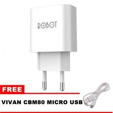 Vivan USB Power Adapter Robot RT-C04 Dual Port USB + Gratis Vivan Micro USB Data Cable CBM80