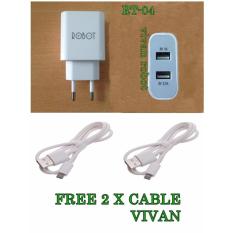 Vivan USB Power Adapter Robot RT-C04 Dual Port USB original+ 2 xVIVAN CABLE