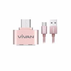 Vivan VOC-U20 OTG Micro USB Adapter With Data Cable - Rose Gold