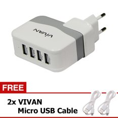 VIVAN XC4S Super Charger 4.2A Fast Charge + Free 2pcs VIVAN Micro USB Cable - Putih
