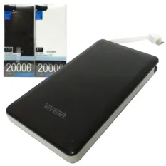Viverr Power Bank 20.000mAh Model Slim Micro Usb For Samsung/Oppo/Htc/Xiaomi -putih hitam