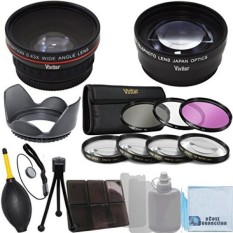 Vivitar 58mm 0.43x Wide Angle Lens + 2.2x Telephoto Lens + 3 Pieces Filter Set + 4Pc Close Up Lens + Lens Hood with Deluxe Lens Accessories Kit for Canon T1i T2i T3 T3i T4i T5i T5 SL1 30D 40D 50D 60D 70D 5D 1D 5DII 5DIII DSLR - intl