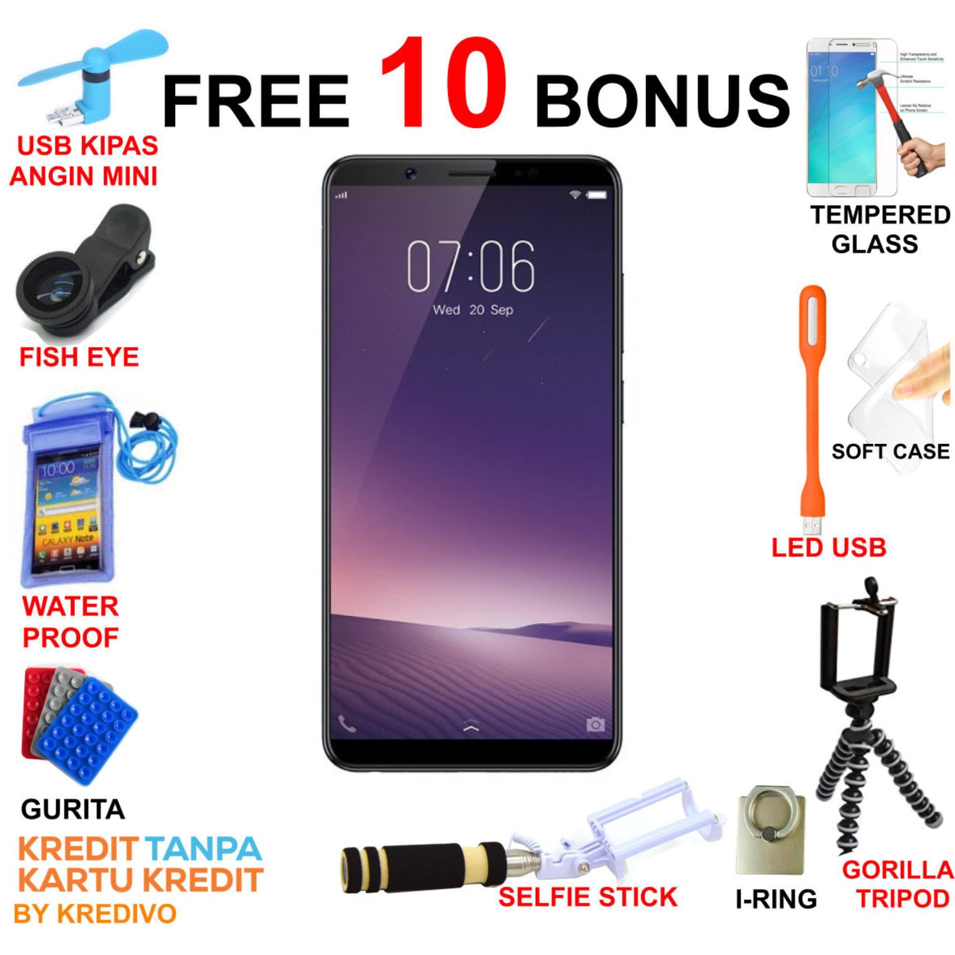 Vivo V7 Smartphone - 4/32 GB Black Free 10 Bonus & Bisa Kredit 