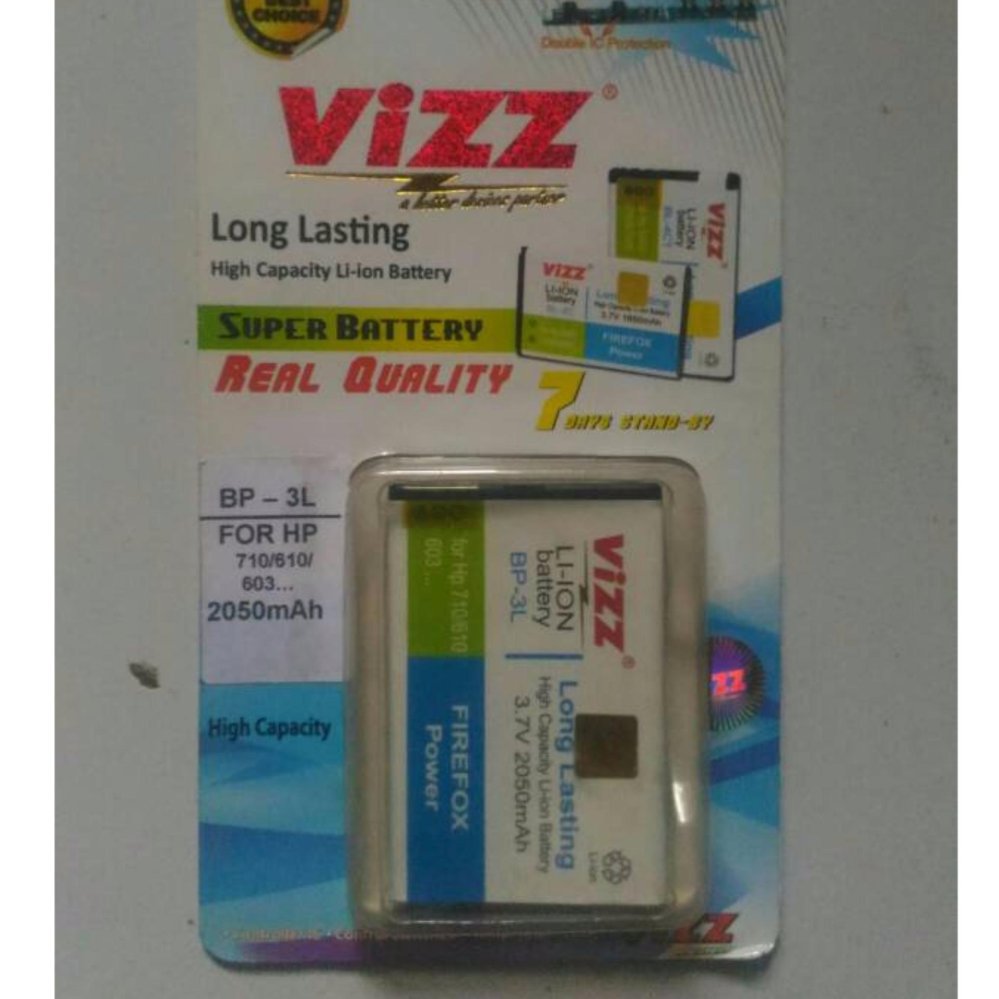 Vizz Baterai Batt Batre Battery Double Power Vizz Nokia BP3L BP-3L Lumia 710, 610, 510, 505, Asha 303, 603 Dan Cross Evercross A28S, A7T*, C2A