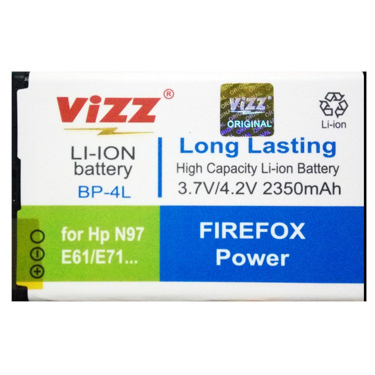 Vizz Battery BP-4L For Nokia N97/E61/E71/E72/E90/E52 Mito A850 Double Power - 2350 mAh