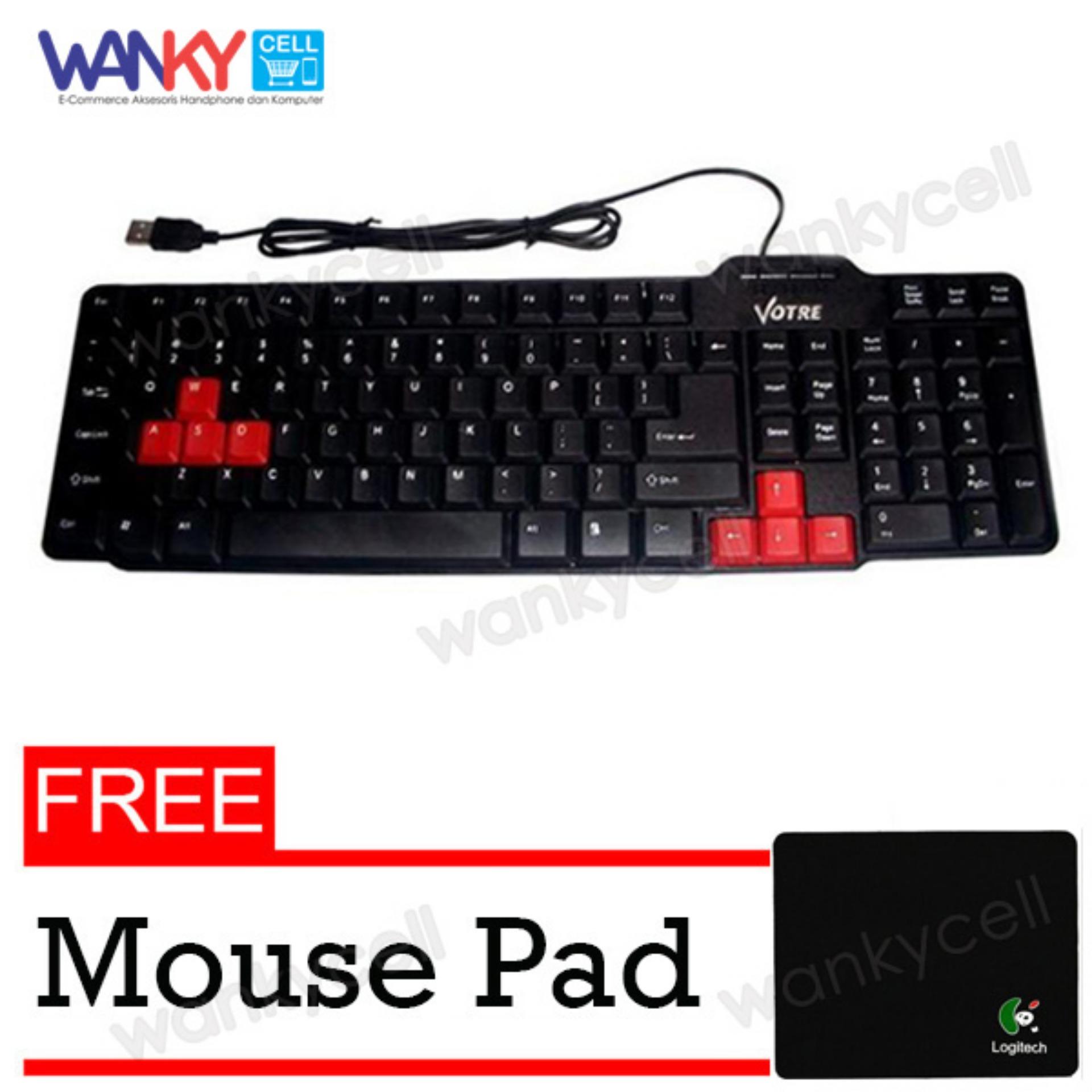 Votre Keyboard Kabel USB KB2308 - Hitam Free Mouse Pad