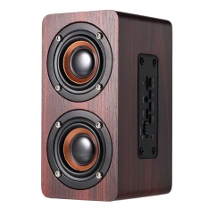 W5 Merah Speaker Kembang Kayu Bluetooth Louderspeakers Ganda Bluetooth 4.2 Super Bass Hands-free dengan MIC 3.5mm AUX-IN TF Card-Intl