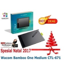Wacom One By (Wacom) Bamboo Medium Tablet CTL-671/K0 Free Softcase,antigores dan Glove
