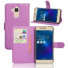 Dompet Flip Leather Case Cover untuk Asus Zenfone 3 Max ZC520TL (Ungu)-Intl