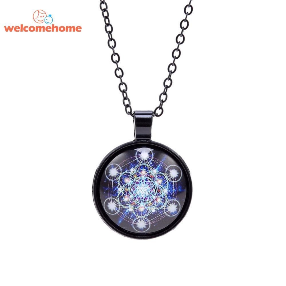 Wanita Kaca Pendant Holy Geometri Gem Kali Perhiasan Kalung-Intl