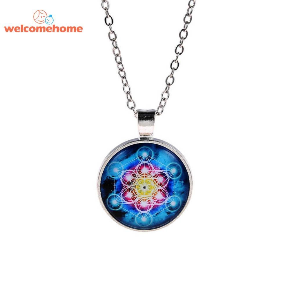Wanita Kaca Sweater Pendant Holy Geometri Gem Kali Perhiasan Kalung-Intl