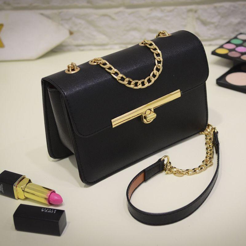 Wanita Messenger Tas Korea Fashion Mini Tas Rantai Bahu Casing-Hitam-Intl