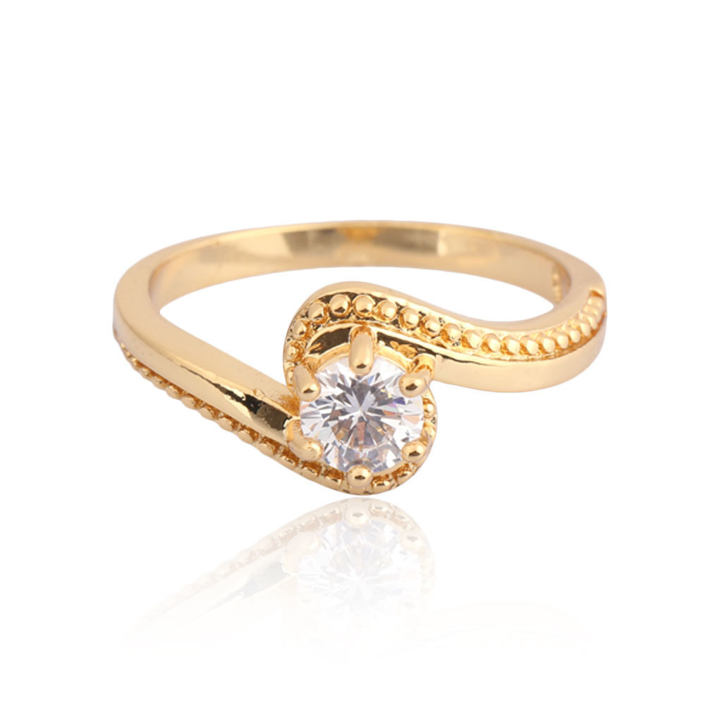Wanita Perhiasan Cincin 18 Karat Gold Fil Zirkon