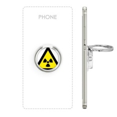Simbol Peringatan Kuning Hitam Ionisasi Radiasi Segitiga Tanda Mark Logo Pemberitahuan Logam Rotasi Cincin Berdiri Pemegang Bracket untuk Smartphone Sel Ponsel Penopang Aksesoris-Intl