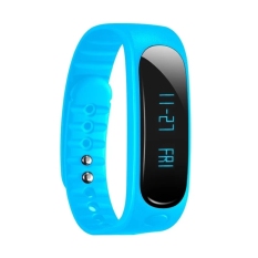 Tahan Air Bluetooth Smart Gelang E02 Gelang Kesehatan Kebugaran Tracker Smartband Olahraga Jam Tangan untuk IOS/iPhone/Android Smart Phone (biru)