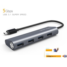 Wavlink USB TYPE C untuk USB 3.0 Hub, USB 3.1 TYPE C untuk 4-port USB 3.0 Aluminium Tubuh dengan Multi-fungsi Dock, USB Tipe C Perangkat-Intl