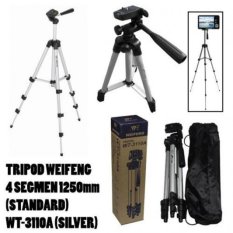 Weifeng Portable Tripod Stand 4 Section Aluminium Legs with Brace WT-3110A - Silver