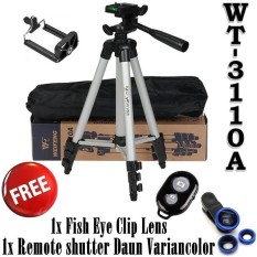 Weifeng Tripod For Camera & smart phone WT3110A + Free Remote Shutter Daun Variantcolor + Free Fish Eye Variantcolor