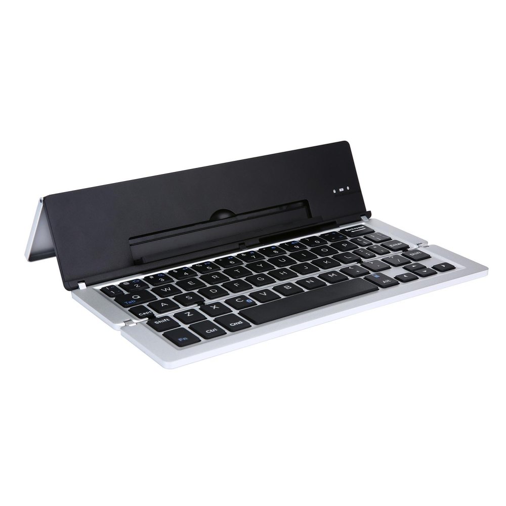 Weisizhong Universal Portabel Dapat Dilipat Mini Nirkabel Bluetooth Keyboard dengan Kickstand untuk IOS Android Windows Smartphone Tablet Komputer, Silver-Intl