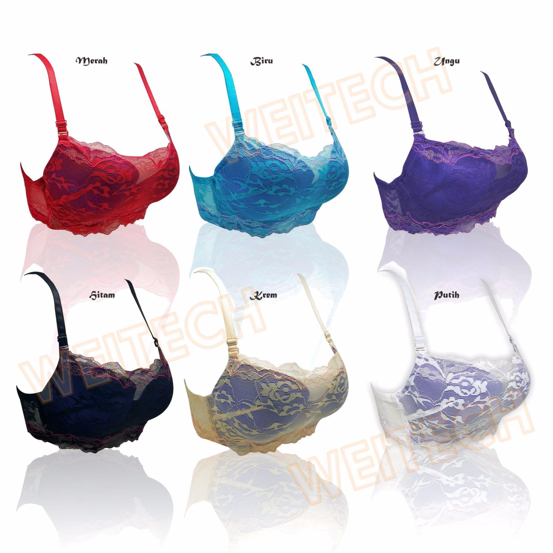 WEITECH BRA SEXY FULL BROKAT DENGAN KAWAT 8136 6 PCS