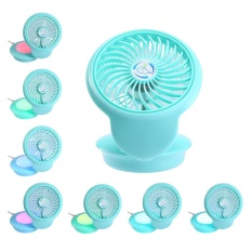 Weizhe Mini USB Fan, 3 Kecepatan USB Powered Desk Fan Meja Lipat Kipas Pendingin Pribadi dengan 7 Warna Lampu LED Mengubah Lampu Mood untuk Rumah/Kantor/Travel, Hijau-Intl