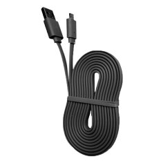 Wellcomm Kabel Charger dan Data Panjang Kabel 2 Meter Flat Micro USB High Quality - Hitam