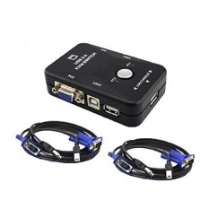 WENEWER 2 Port USB 2.0 KVM Switch Box Adaptor dengan 2 Kabel VGA untuk Komputer Berbagi Video-Intl