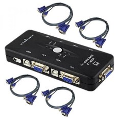 WENEWER 4 Port USB 2.0 KVM Switch Box VGA Adapter untuk PC Keyboard Mouse dengan 4 USB VGA Kabel KVM -Intl