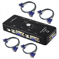 WENEWER 4 Port USB 2.0 KVM Switch Box VGA Adapter untuk PC Keyboard Mouse dengan 4 USB VGA Kabel KVM -Intl