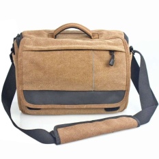 Werproof Travel Bag Khaki Abu-abu Kanvas DSLR Camera Shoulder Bag untuk Canon 600D 650D 700D 760D 750D 1000D 1100D 1200D -Intl