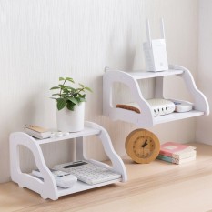 Putih Penyimpanan Rak Dinding Dekoratif Rumah Wifi Router Shelf Wall Mounted TV Set Up Box Storage Rack Car Berbentuk Holder -Intl