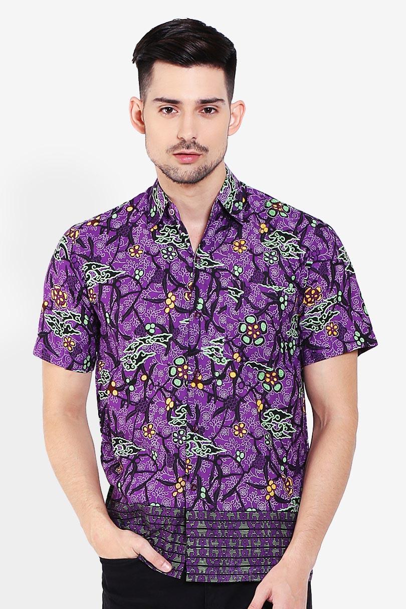 Winggo Men Muslim Wear Shirts Batik Shirts Pria Wear Shirts Muslim Shirts Batik Purple Ungu Diskon discount murah bazaar baju celana fashion brand branded