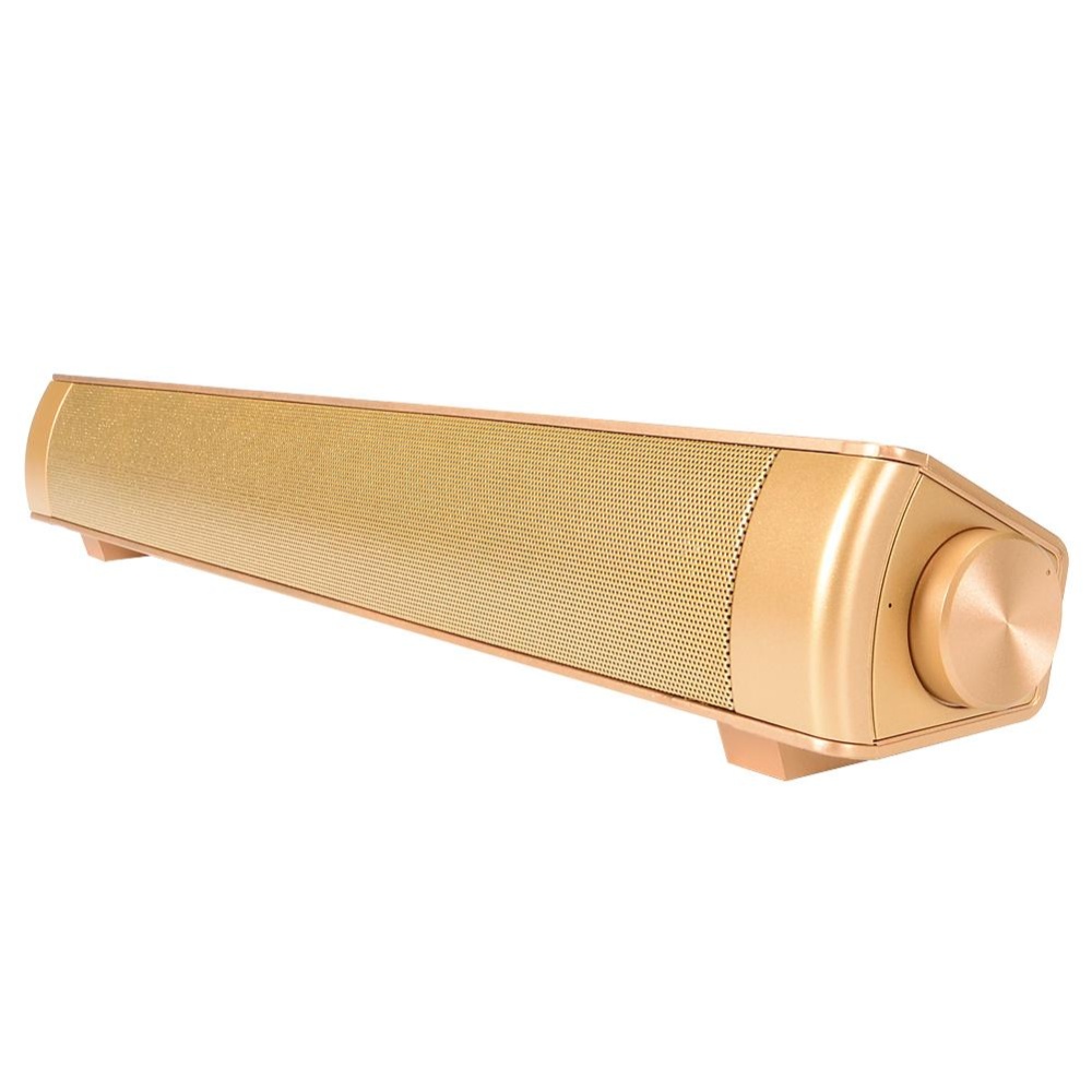 Wireless Bluetooth Speaker,Home Theater Soundbar Built-In Dual Subwoofer TF Card/ 3.5mm Aux-In Supported For Iphone Ipad Samsung Smartphone/ Tablet/ MP3 Player Golden