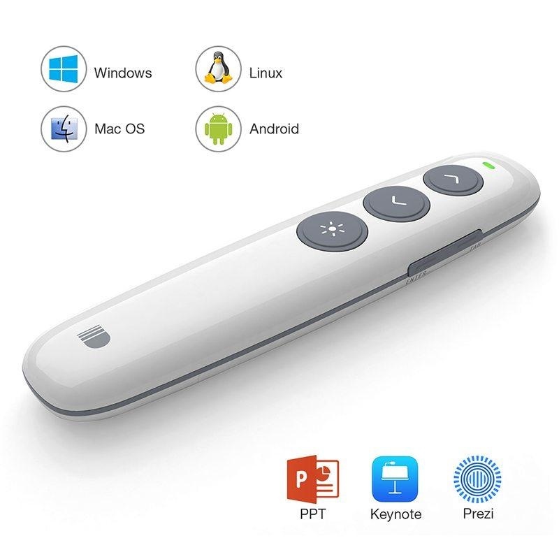 Alat Presentasi Nirkabel Putih USB PPT PowerPoint Pointer Pengendali Jarak Jauh Pulpen Penunjuk-Intl