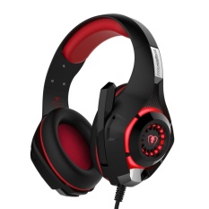 Womdee GM-1 3.5mm Gaming Headset LED Light Over-Ear Headphones With Volume Control Microphone For Xbox One Laptop Tablet PlayStation 4 (Red+Black) - intl