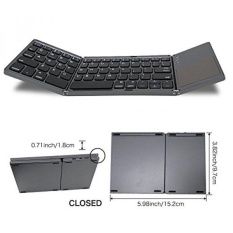 WSTECHCO Folding Bluetooth Keyboard untuk Tablet Samsung Smartphone Portable BT Wireless Foldable Mini Keyboard dengan Touchpad untuk Android TV Box, PC, Tablet Kindle, TRAVEL, Dark Grey Natal Hadiah-Intl