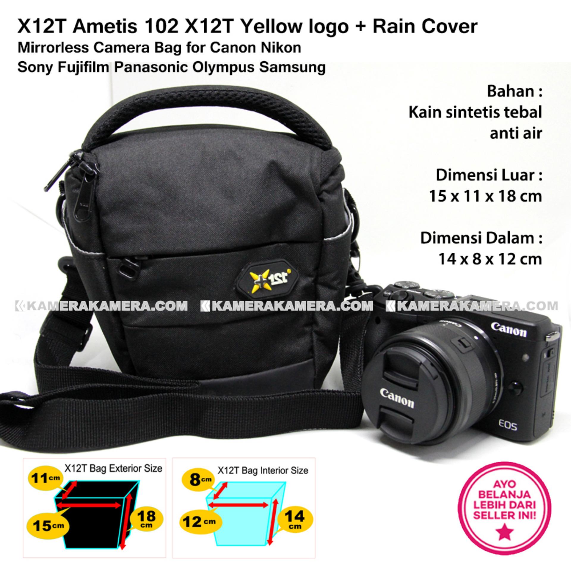 X12T Ametis 102 X12T Yellow logo + Rain Cover Mirrorless Camera Bag for Canon Nikon Sony Fujifilm Panasonic Olympus Samsung